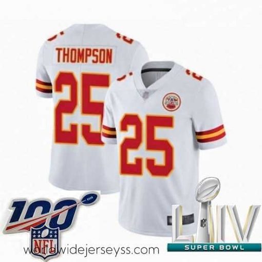 Marvelously styled 2020 Super Bowl LIV Kansas City Chiefs #25 Darwin Thompson White Vapor Untouchable Limited Player Football Jersey