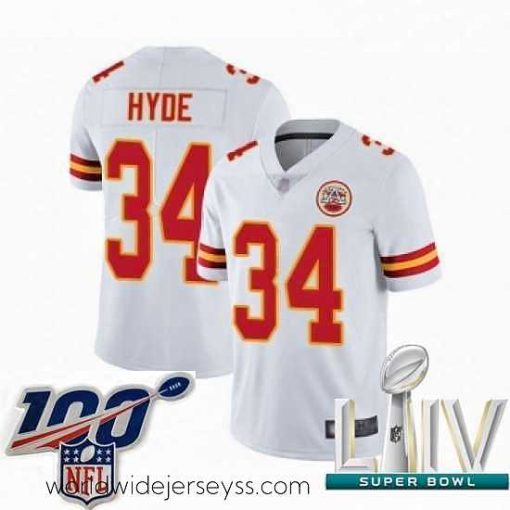 Superbly made 2020 Super Bowl LIV Kansas City Chiefs #34 Carlos Hyde White Vapor Untouchable Limited Player Football Jersey