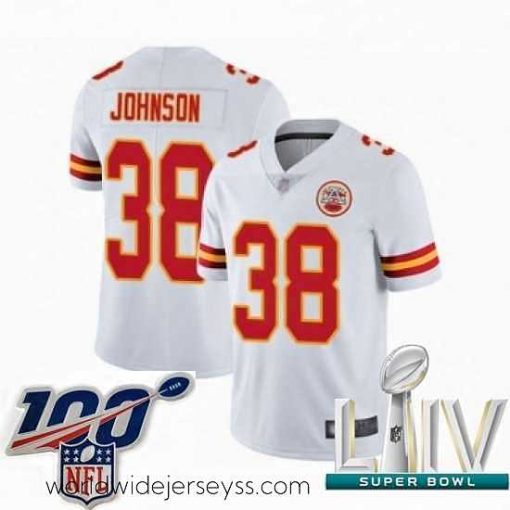 Exquisitely designed 2020 Super Bowl LIV Kansas City Chiefs #38 Dontae Johnson White Vapor Untouchable Limited Player Football Jersey