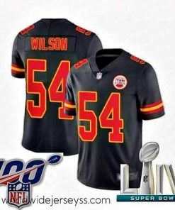 Superbly made 2020 Super Bowl LIV Kansas City Chiefs #54 Damien Wilson Limited Black Rush Vapor Untouchable Football Jersey