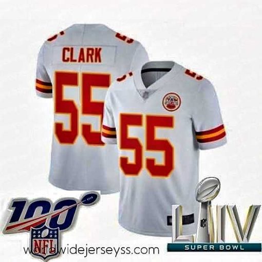 Marvelously styled 2020 Super Bowl LIV Kansas City Chiefs #55 Frank Clark White Vapor Untouchable Limited Player Football Jersey