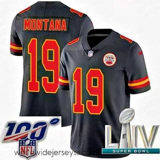 Exquisitely designed 2020 Super Bowl LIV Nike Kansas City Chiefs #19 Joe Montana Limited Black Rush Vapor Untouchable NFL Jersey