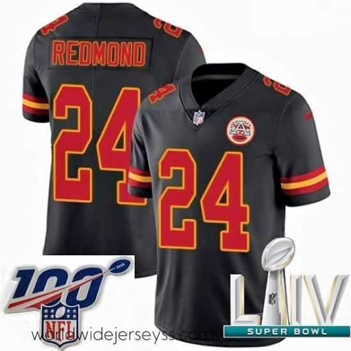 Exquisitely designed 2020 Super Bowl LIV Nike Kansas City Chiefs #24 Will Redmond Limited Black Rush Vapor Untouchable NFL Jersey