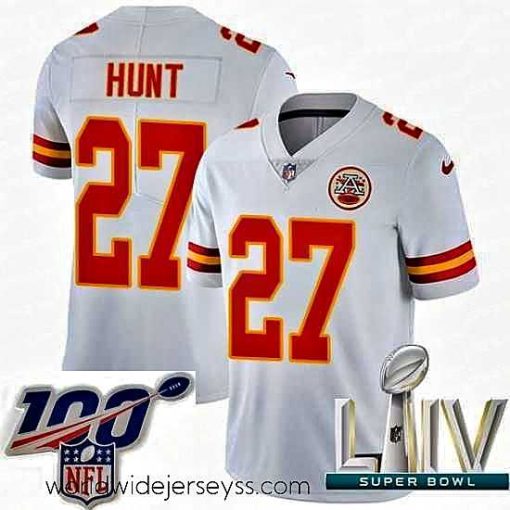 Marvelously styled 2020 Super Bowl LIV Nike Kansas City Chiefs #27 Kareem Hunt White Vapor Untouchable Limited Player NFL Jersey