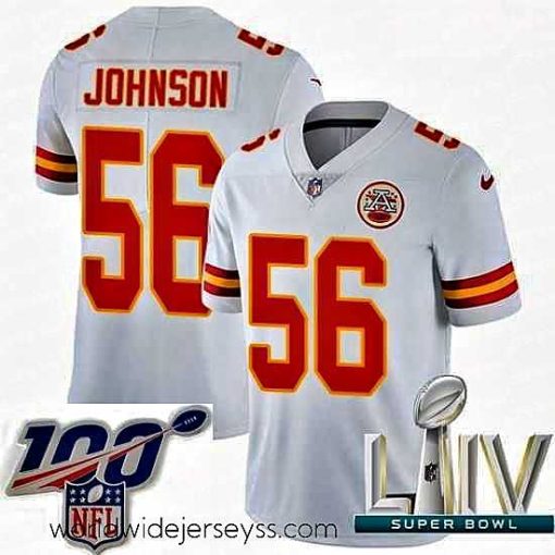 Exceptionally fashioned 2020 Super Bowl LIV Nike Kansas City Chiefs #56 Derrick Johnson White Vapor Untouchable Limited Player NFL Jersey