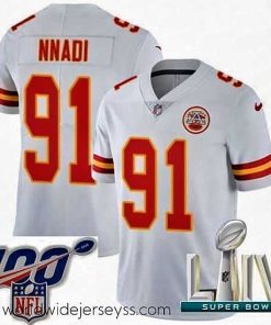 Marvelously styled 2020 Super Bowl LIV Nike Kansas City Chiefs #91 Derrick Nnadi White Vapor Untouchable Limited Player NFL Jersey