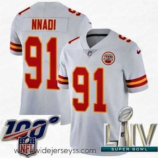 Marvelously styled 2020 Super Bowl LIV Nike Kansas City Chiefs #91 Derrick Nnadi White Vapor Untouchable Limited Player NFL Jersey