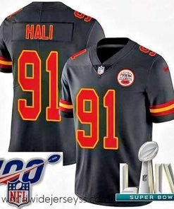 Exceptionally fashioned 2020 Super Bowl LIV Nike Kansas City Chiefs #91 Tamba Hali Limited Black Rush Vapor Untouchable NFL Jersey