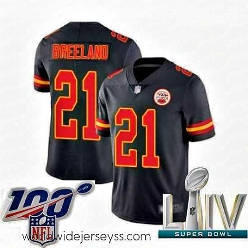 Exceptionally fashioned 2020 Super Bowl LIV Kansas City Chiefs #21 Bashaud Breeland Limited Black Rush Vapor Untouchable Football Jersey