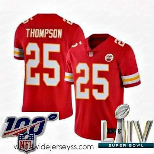 Exquisitely designed 2020 Super Bowl LIV Kansas City Chiefs #25 Darwin Thompson Red Team Color Vapor Untouchable Limited Player Football Jersey
