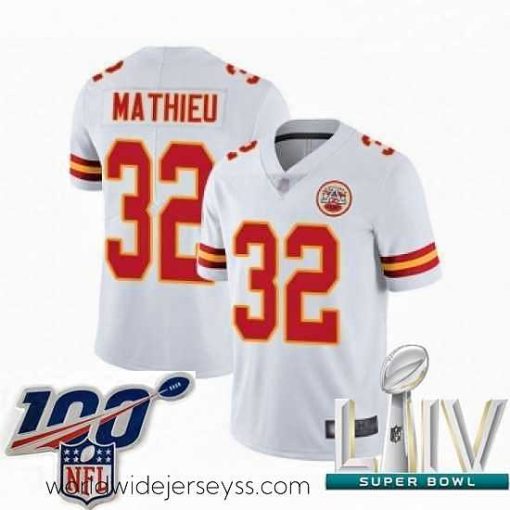 Exceptionally fashioned 2020 Super Bowl LIV Kansas City Chiefs #32 Tyrann Mathieu White Vapor Untouchable Limited Player Football Jersey