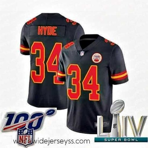 Finely crafted 2020 Super Bowl LIV Kansas City Chiefs #34 Carlos Hyde Limited Black Rush Vapor Untouchable Football Jersey
