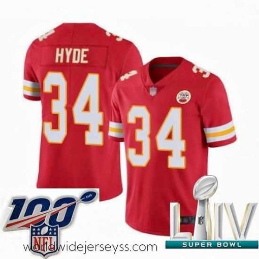 Finely crafted 2020 Super Bowl LIV Kansas City Chiefs #34 Carlos Hyde Red Team Color Vapor Untouchable Limited Player Football Jersey