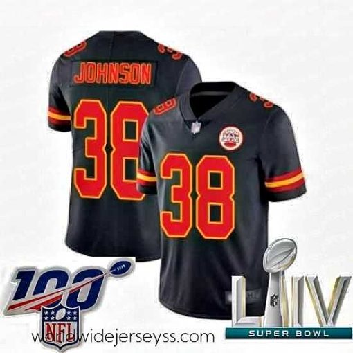 Marvelously styled 2020 Super Bowl LIV Kansas City Chiefs #38 Dontae Johnson Limited Black Rush Vapor Untouchable Football Jersey