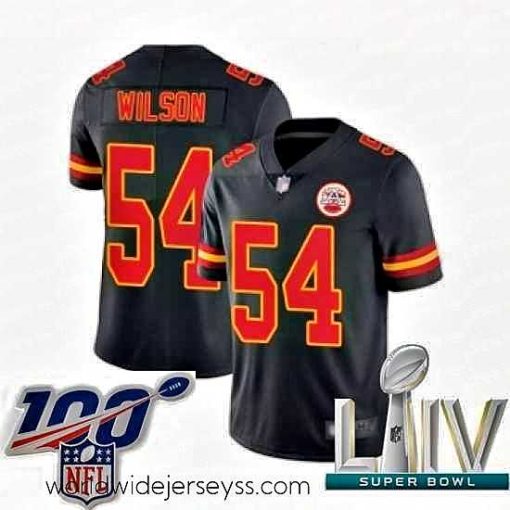 Finely crafted 2020 Super Bowl LIV Kansas City Chiefs #54 Damien Wilson Limited Black Rush Vapor Untouchable Football Jersey