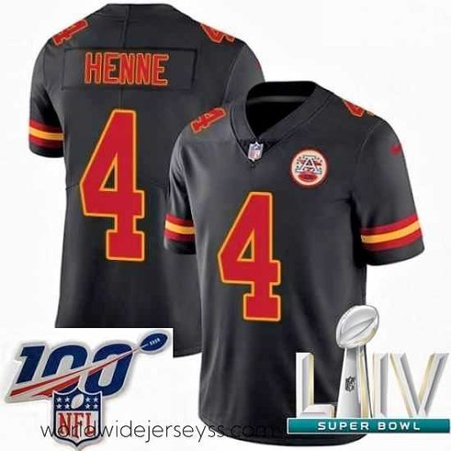 Marvelously styled 2020 Super Bowl LIV Nike Kansas City Chiefs #4 Chad Henne Limited Black Rush Vapor Untouchable NFL Jersey