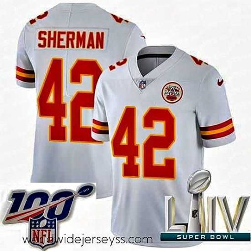 Exceptionally fashioned 2020 Super Bowl LIV Nike Kansas City Chiefs #42 Anthony Sherman White Vapor Untouchable Limited Player NFL Jersey