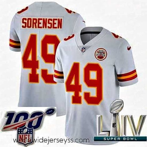 Superbly made 2020 Super Bowl LIV Nike Kansas City Chiefs #49 Daniel Sorensen White Vapor Untouchable Limited Player NFL Jersey