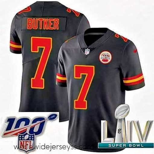 Exceptionally fashioned 2020 Super Bowl LIV Nike Kansas City Chiefs #7 Harrison Butker Limited Black Rush Vapor Untouchable NFL Jersey