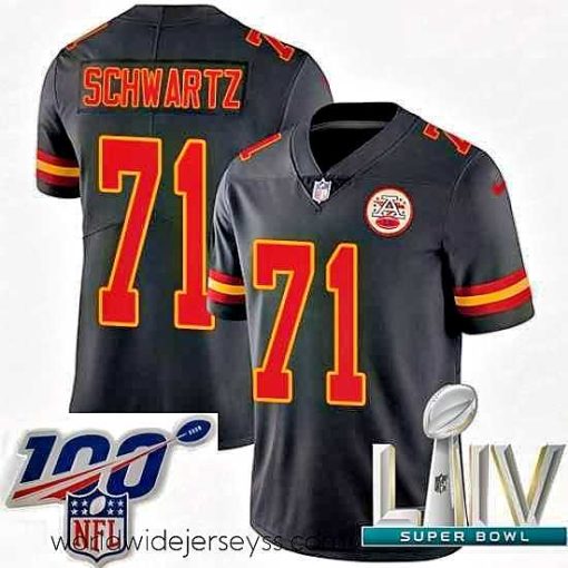 Superbly made 2020 Super Bowl LIV Nike Kansas City Chiefs #71 Mitchell Schwartz Limited Black Rush Vapor Untouchable NFL Jersey