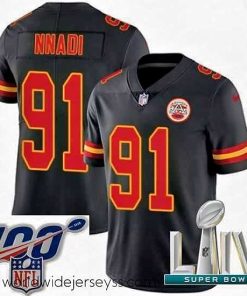 Superbly made 2020 Super Bowl LIV Nike Kansas City Chiefs #91 Derrick Nnadi Limited Black Rush Vapor Untouchable NFL Jersey