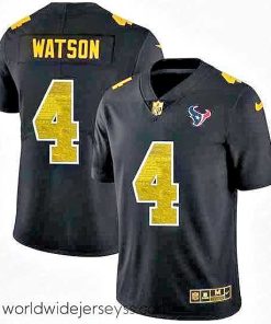 Exceptionally fashioned Houston Texans 4 Deshaun Watson Black Nike Golden Sequin Vapor Limited NFL Jersey