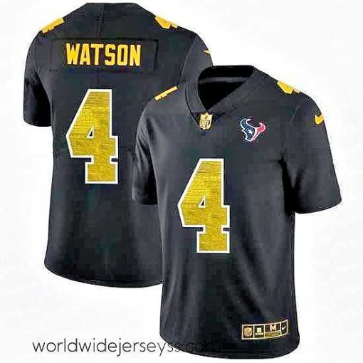 Exceptionally fashioned Houston Texans 4 Deshaun Watson Black Nike Golden Sequin Vapor Limited NFL Jersey