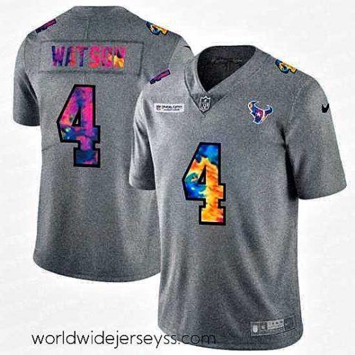 Marvelously styled Houston Texans 4 Deshaun Watson Nike Multi Color 2020 NFL Crucial Catch NFL Jersey Greyheather