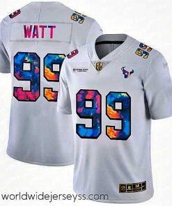 Exquisitely designed Houston Texans 99 J J  Watt White Nike Multi Color 2020 NFL Crucial Catch Limited NFL Jersey