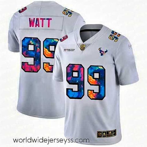 Exquisitely designed Houston Texans 99 J J  Watt White Nike Multi Color 2020 NFL Crucial Catch Limited NFL Jersey