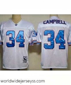 Superbly made Houston oilers 34 earl campbell white throwback jerseys