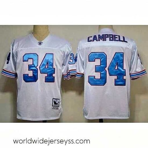 Superbly made Houston oilers 34 earl campbell white throwback jerseys