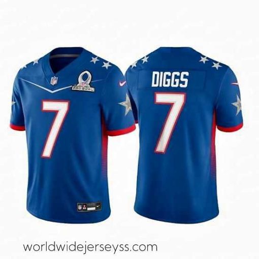 Superbly made 2022 NFL Pro Bowl Dallas Cowboys #7 Trevon Diggs NFC Blue Jersey