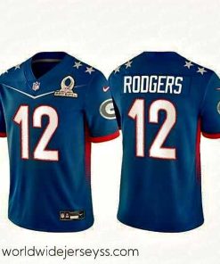 Finely crafted 2022 NFL Pro Bowl Green Bay Packers 12 Aaron Rodgers NFC Blue Jersey
