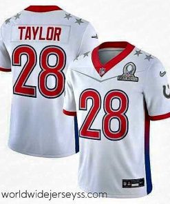 Exquisitely designed 2022 NFL Pro Bowl Indiana Colts 28 Jonathan Taylor AFC White Jersey