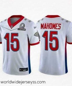 Marvelously styled 2022 NFL Pro Bowl Kansas City Chiefs 15 Patrick Mahomes AFC White Jersey