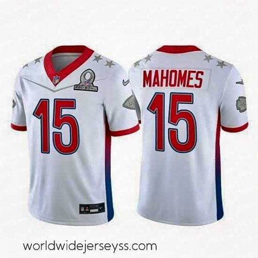 Marvelously styled 2022 NFL Pro Bowl Kansas City Chiefs 15 Patrick Mahomes AFC White Jersey