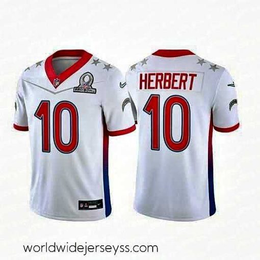 Marvelously styled 2022 NFL Pro Bowl Los Angeles Chargers #10 Justin Herbert AFC White Jersey