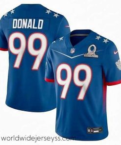Exquisitely designed 2022 NFL Pro Bowl Los Angeles Rams 99 Aaron Donald NFC Blue Jersey