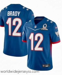 Superbly made 2022 NFL Pro Bowl Tampa Bay Buccaneers #12 Tom Brady NFC Blue Jersey