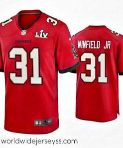 Superbly made Antoine Winfield Jr. Buccaneers Red Super Bowl Lv Game Jersey