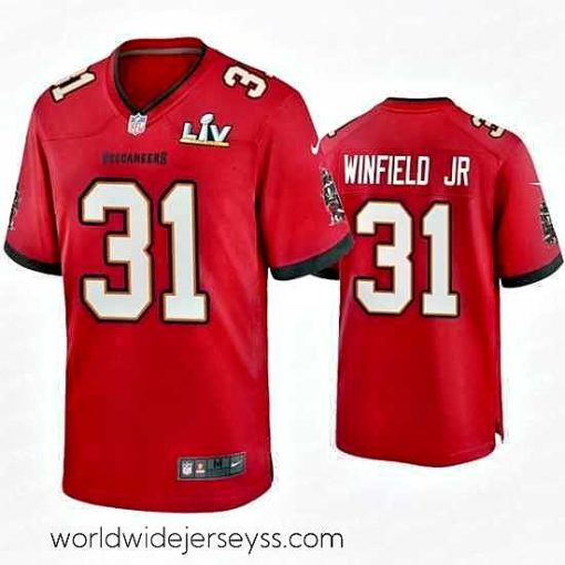 Superbly made Antoine Winfield Jr. Buccaneers Red Super Bowl Lv Game Jersey
