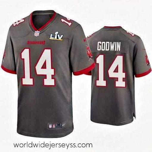 Superbly made Chris Godwin Buccaneers Pewter Super Bowl Lv Game Jersey