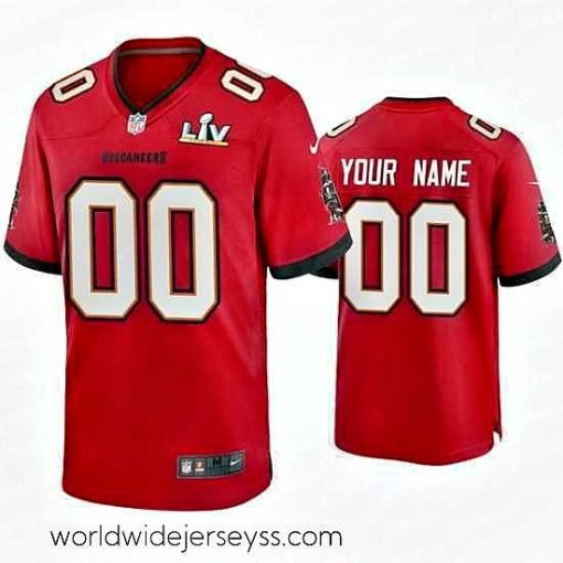 Superbly made Custom Buccaneers Red Super Bowl Lv Game Jersey