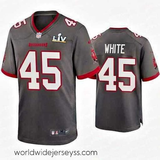 Exquisitely designed Devin White Buccaneers Pewter Super Bowl Lv Game Jersey