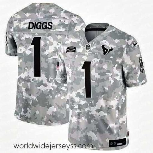Exquisitely designed Houston Texans 1 Stefon Diggs 2024 F.U.S.E Arctic Camo Salute To Service Limited Stitched Football Jersey