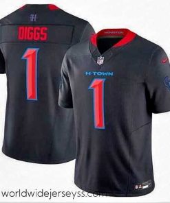 Superbly made Houston Texans 1 Stefon Diggs Navy 2024 2nd Alternate F.U.S.E Vapor Stitched Jersey