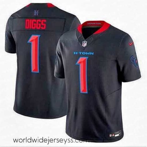 Superbly made Houston Texans 1 Stefon Diggs Navy 2024 2nd Alternate F.U.S.E Vapor Stitched Jersey