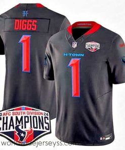 Superbly made Houston Texans 1 Stefon Diggs Navy 2nd Alternate F.U.S.E  2024 AFC South Division Champions Vapor Limited Stitched Football Jersey