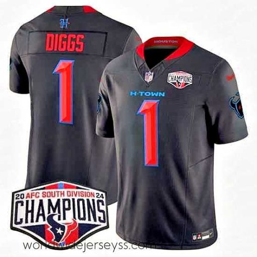 Superbly made Houston Texans 1 Stefon Diggs Navy 2nd Alternate F.U.S.E  2024 AFC South Division Champions Vapor Limited Stitched Football Jersey